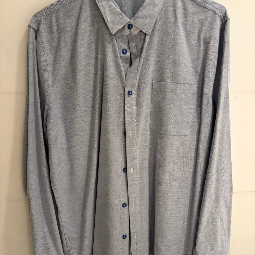 Lululemon Men’s Button Down Shirt Large Gray Performance Stretch Long Sleeve